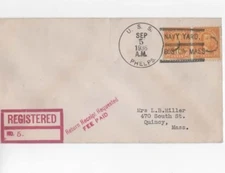 USS Phelps 1936  Navy Yard Boston registered  scott #562 pair on cover