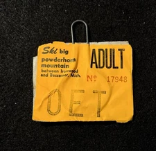 BIG POWDERHORN Vintage 1970s Ski Lift Tow Ticket MICHIGAN Resort Travel Souvenir