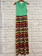 Tyche Sleeveless Maxi Dress Multi Color Chevron Print Size Large