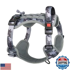 PHOEPET No Pull Tactical Dog Harness,Service Dog Vest with Molle and Loop Pan
