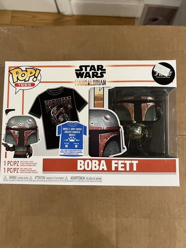 Funko Pop! Tee Star Wars Metallic Boba Fett Mandalorian Medium IN STOCK Pop 462