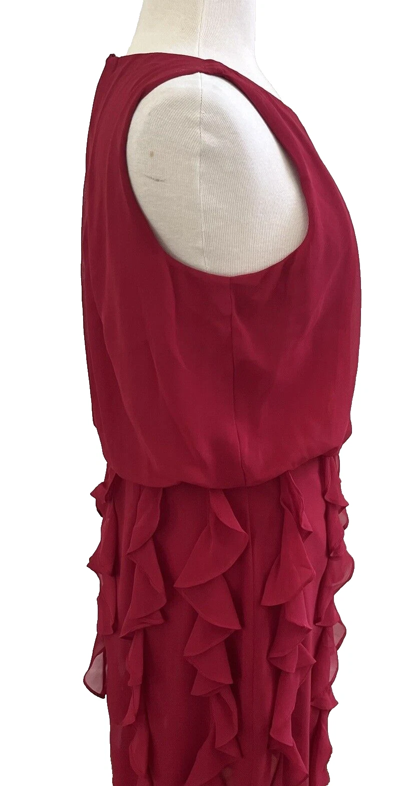 VALENTINO Abito donna Coldwa Creek nuovo con etichette taglia 14 rosso cascata volant senza maniche matrimonio