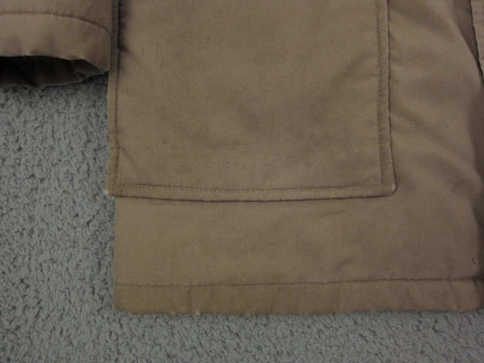 Vintage Field & Stream Jacket Mens Small Brown 80s Puffer Parka Zip Corduroy - Image 4 of 4