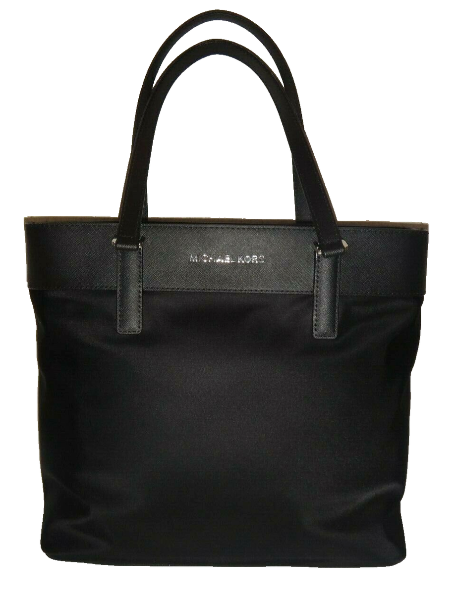 MICHAEL KORS Women Morgan MK MD Tote Bag Black Nylon Saffiano Leather  38S9XOGT2C