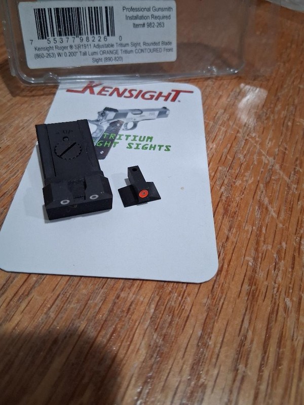 Kensight Ruger SR1911 Adjustable Tritium Sight, Rounded Blade W/ 0.200'' Tall