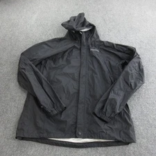Marmot Jacket Mens Large Black Hooded Nylon Rain Shell Lightweight Outdoor