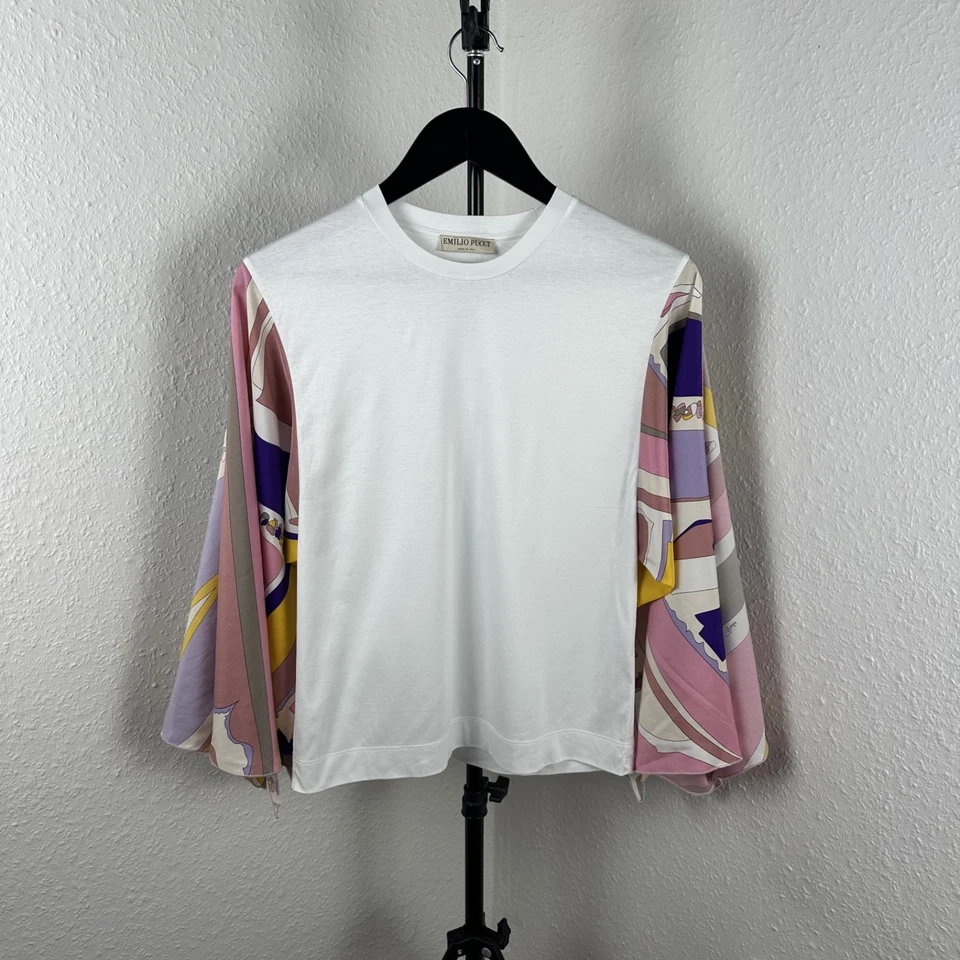 Women's Emilio Pucci Top Silk/Coton Split Sleeve Design Size S Made in Italy - Bild 2 von 4