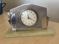 Antique Solid Sterling Silver Clock on Onyx Plinth - 1933 sanders & Mackenzie