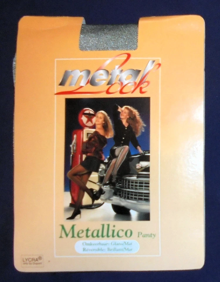 Collant nylon-lycra-Lurex, «Métal § Look», Taille 4, vintage, rétro, luxe - Photo 3/4