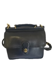 Y# Vintage COACH Black Leather Turnlock Top Handle Crossbody Bag USA Made