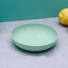 (Deep Round Cyan)Dinner Plate Tableware Wheat Straw PP Dinnerware For Dish US