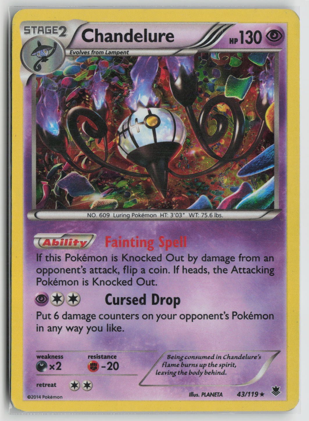 Chandelure Holo Rare XY - Phantom Forces 43/119 MP
