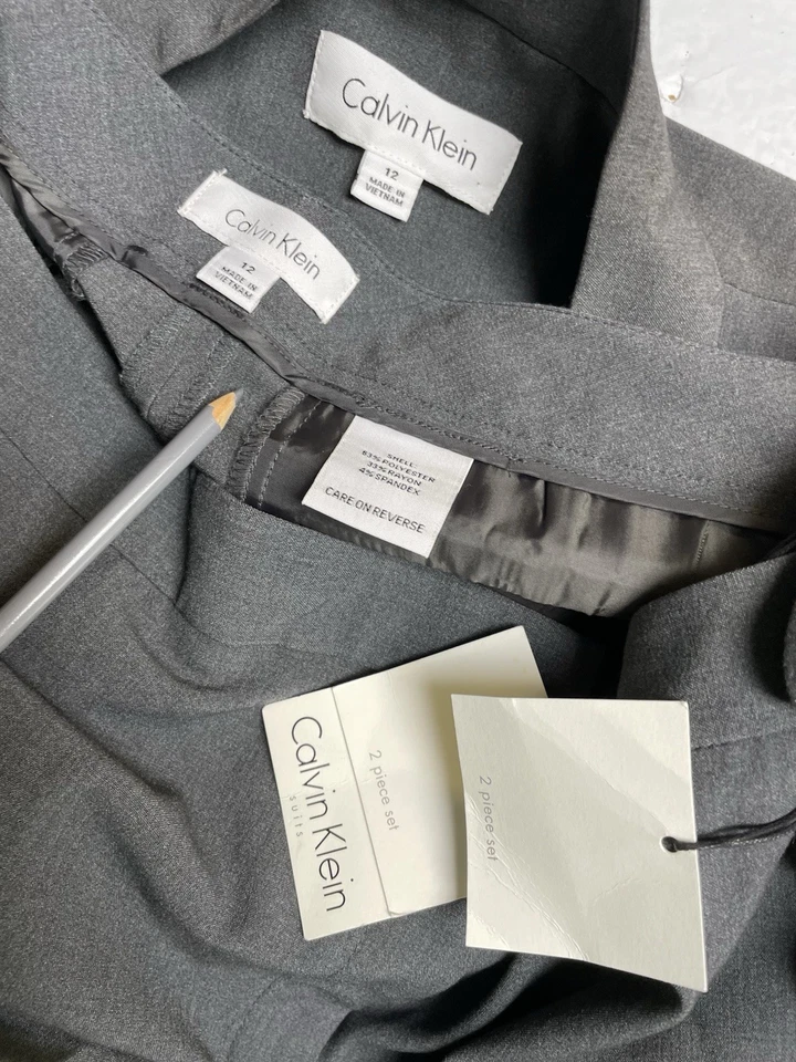 NUEVO $280 Traje Pantalón Calvin Klein Talla 12 Conjunto de Dos Piezas Doble Muesca Invertida NUEVO Foto 2 de 4