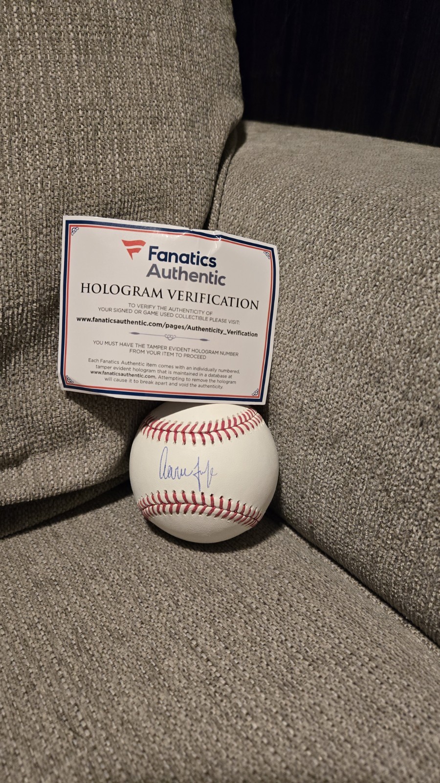 Aaron Judge Autographed Signed New York Yankees Baseball Fanatics Authenticated 