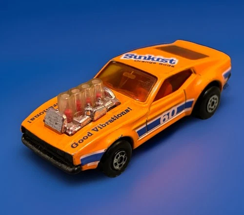 Mustang Piston Popper Sunkist 1973 Matchbox Lesney Rolamatics England Orange Car
