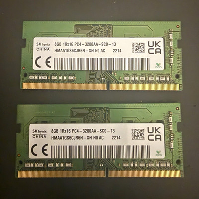 SK hynix DDR4 SDRAM SO-DIMM 16GB Kit (2x8GB) PC4-3200AA HMAA1GS6CJR6N-XN