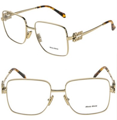 MIU MIU 51X LOGO MU51XV Rectangle Metal Eyeglasses Optical Frame Gold 54mm
