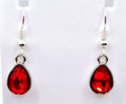 CRYSTAL GLASS TEARDROP HOOK EARRINGS 3.2CM DROP 14 COLOURS AVAILABLE