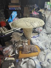 Lámpara de mesa MCM Deer Buck única pantalla de fibra de vidrio única 18,5 pulgadas de alto pintada a mano