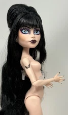 Monster High 2025 Skullector Elvira Mistress of the Dark Nude Doll Bat Tattoo