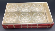 Vintage Lead Crystal Salt Cellar Set Spoons Czech Diamond Cut Original Box