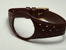 Omega dynamic leather strap band Dark brown watch band