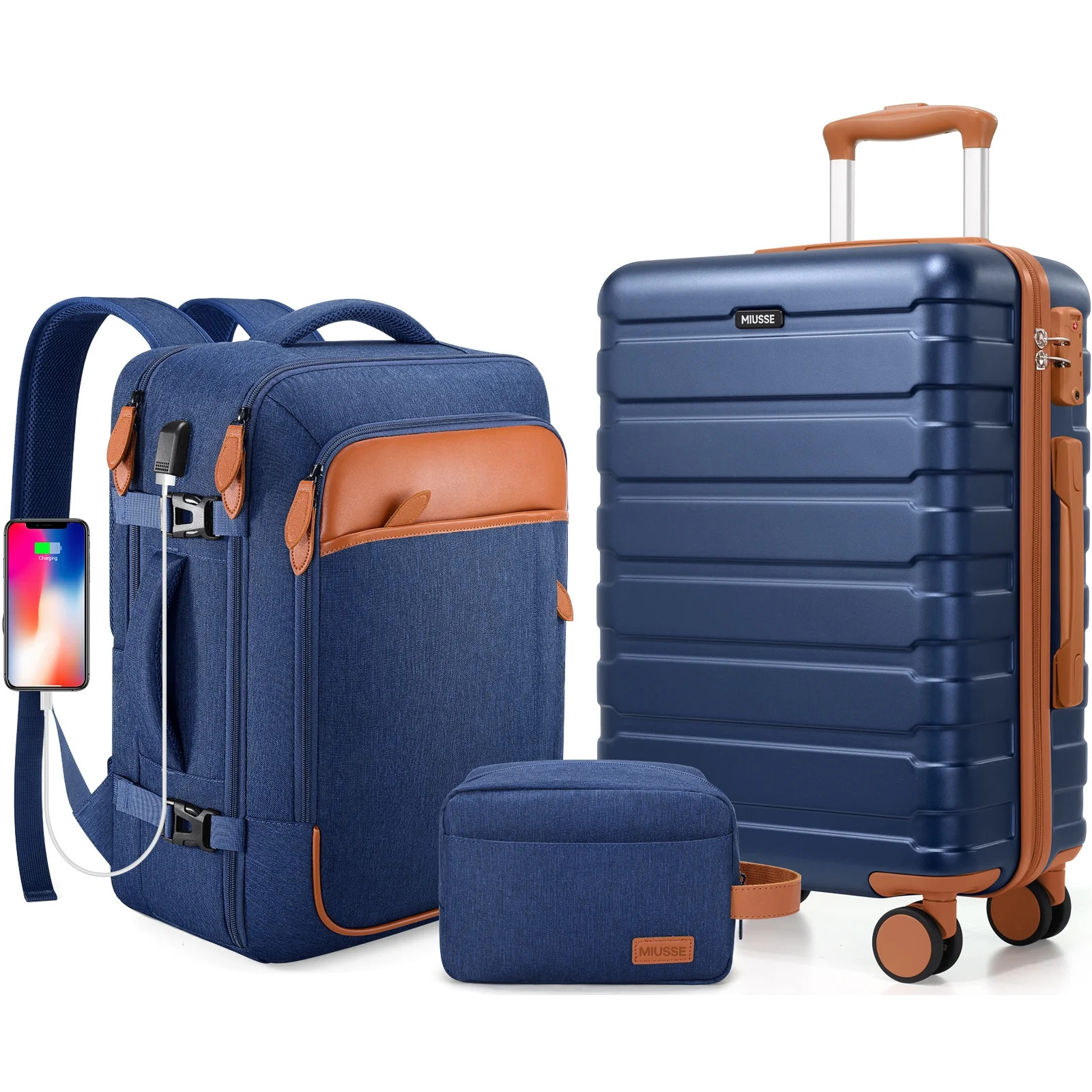 Set 3 Piece Hard Shell Luggage Sets With Ykk Zipper Spinner Whe