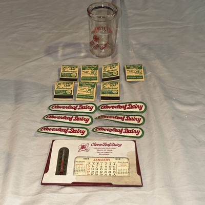 Vintage Lot Clover Leaf Dairy Pottstown PA Advertising Calendar Matches Patches