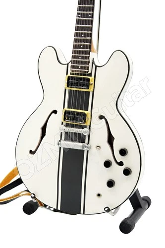 Miniature Guitar Tom DeLonge Blink-182 ES-333 Signature White & Strap