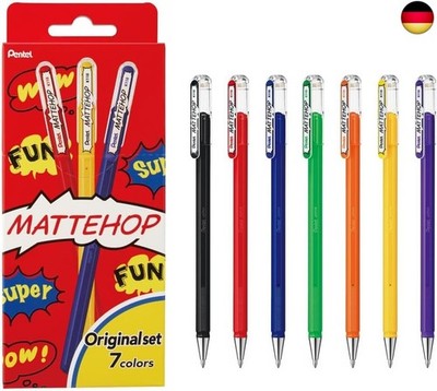 Pentel Mattehop Gelroller, 1,0 mm, 7 Stück, Originalfarben