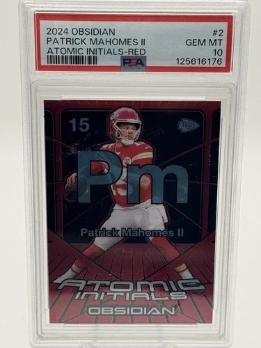 2024 Panini Obsidian Atomic Initials Patrick Mahomes II #2 Red /75 PSA 10