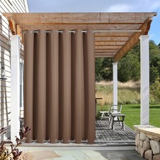 NICETOWN Outdoor Curtain 84x95 Blackout Waterproof Windproof w/Grommets Tan