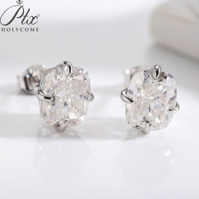 Broken Ice Cushion Cut Moissanite Earring 925 Sterling Silver for Jewelry Gift