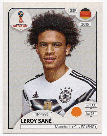 #446 Leroy Sane Germany Panini FIFA World Cup Russia 2018 Sticker