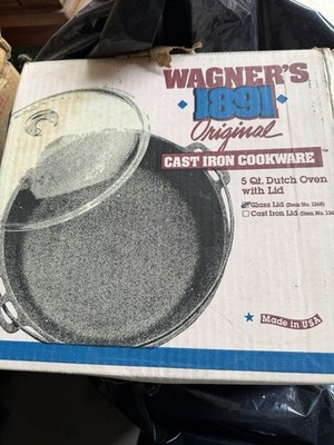 Wagners 1891 Cast Iron 5Qt Dutch Oven with Glass Lid