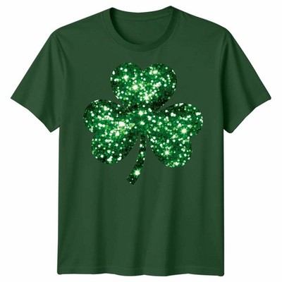 Shamrock Glitzer Print St Patrick'S Day Unisex Tshirt Tee