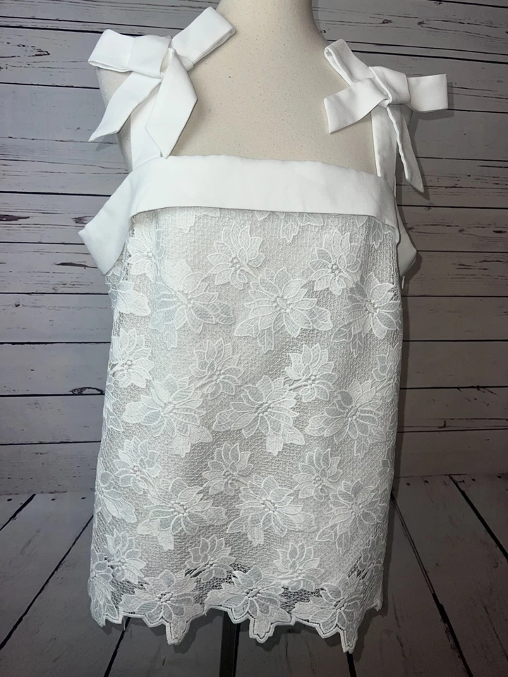 Camisa Banana Republic Edición Limitada Blanca Encaje Coqueta XL Extra Grande Nueva Sin Etiquetas Foto 2 de 4