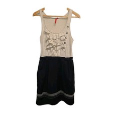 Anthropologie ONE SEPTEMBER Dress Count The Waves Black Ivory Ruffles Size Small