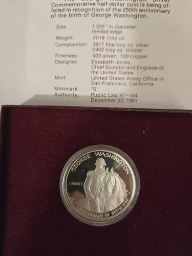 George Washington Commemorative Silver Coin 1732-1982 Uncirculated .4019 Troy oz