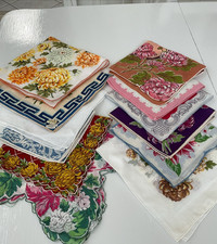 Vintage Ladies Hankies Lot Of 12 - ALL ABOUT MUMS- BEAUTIFUL AND COLORFUL