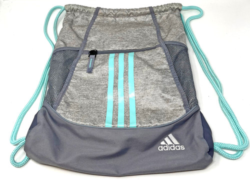 Adidas Turquoise w/ Grey Alliance II Drawstring Bag w/ Media Safe Lined Pocket