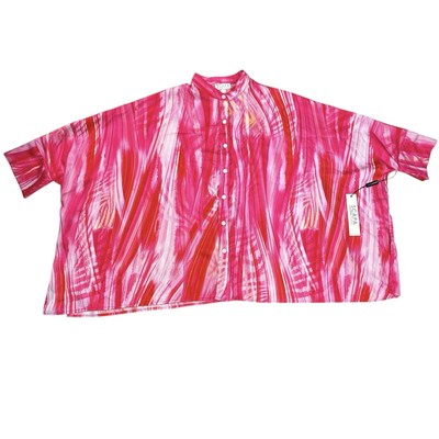 NEW - SCAPA Lauren Perre Poncho Style Top Womens Small Pink White Batwing NWT