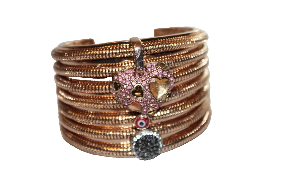 Pulsera Vince Camuto tono dorado varias filas cadenas serpiente corazón brazalete damas Foto 2 de 4