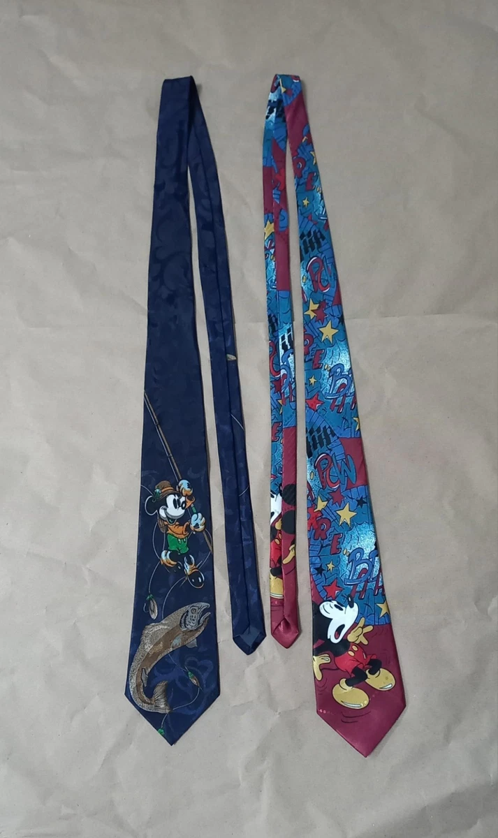 Vintage 1990's Mens Ties X 2 Mickey Mouse Disney Character Novelty 