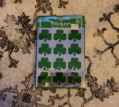 Vintage American Greetings Pack Of 4 Sheets Of Foil Shamrocks Clovers Sticker