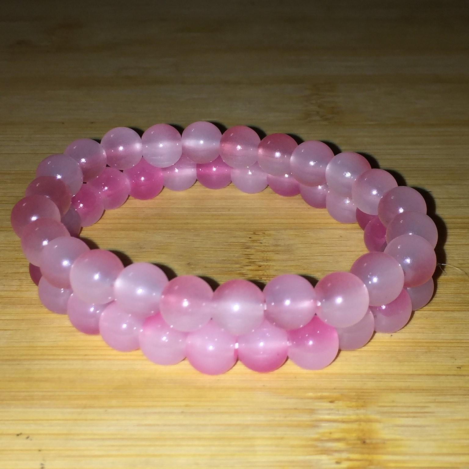 Barbiecore Pink Glass Beaded Stretch Bracelet Round Bead Fashion Jewelry