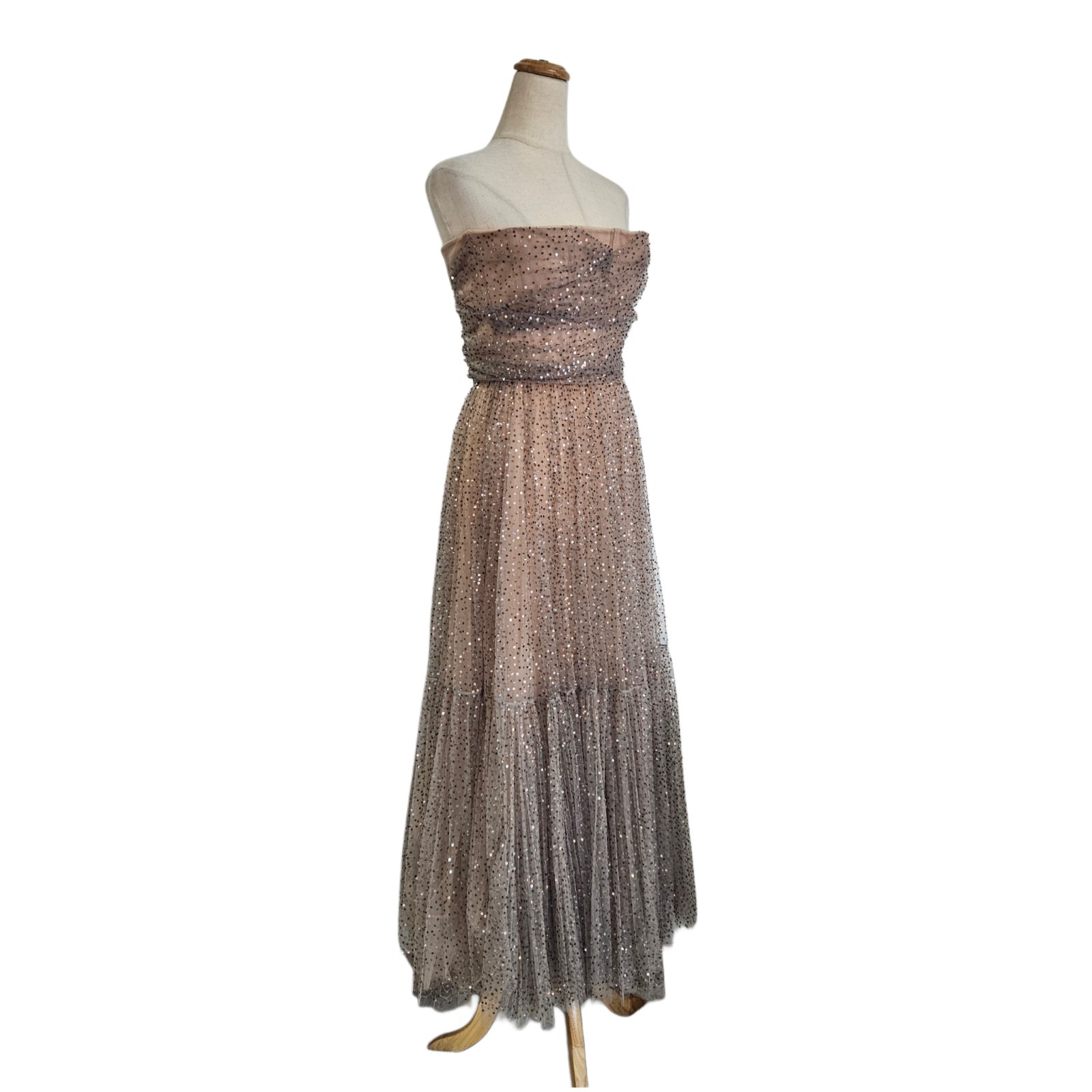 Christian Dior Beige Glittery Sequin Embellished Tulle Gown image 2