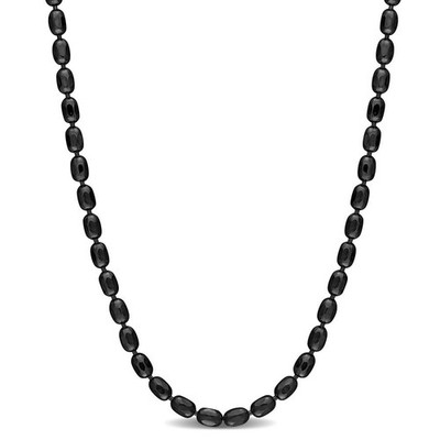 AMOUR Oval Ball Chain Necklace In Black Plated Sterling Silver, 16 In
