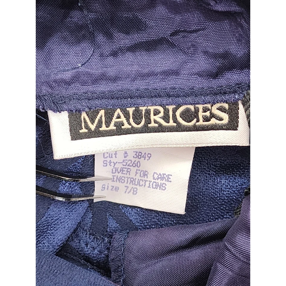 Maxi Vestido Vintage Años 90 Maurices Floral Jacquard Sin Mangas Talla 7/8 Azul Formal Foto 4 de 4