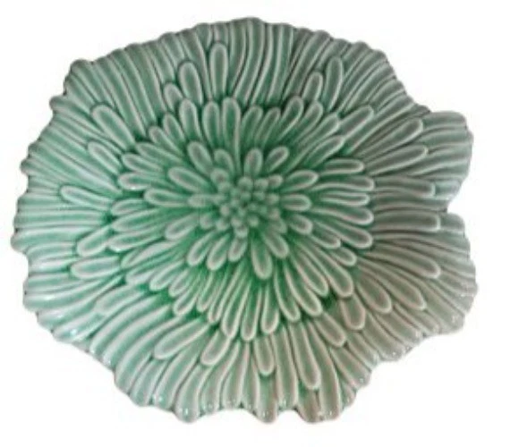 Juego de 4 platos de cena Target flor crisantemo 10x10 cerámica verde M18 Foto 3 de 4